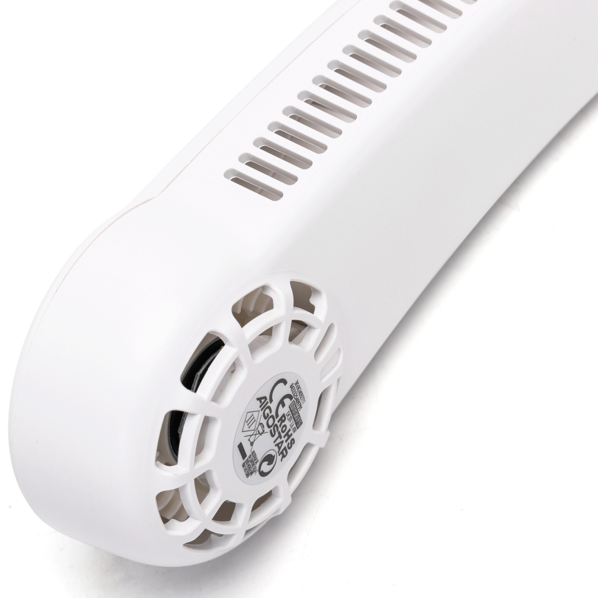 Aigostar - Ladattava kaulan tuuletin 4W/5V 2000mAh valkoinen