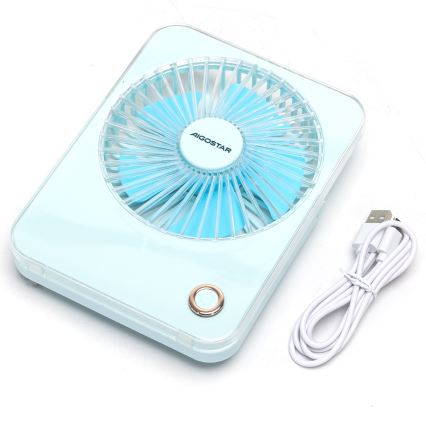 Aigostar - Ladattava pöytätuuletin 5W/5V 3600mAh USB sininen