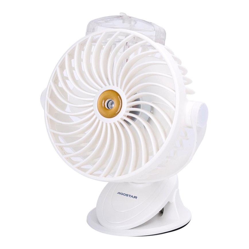 Aigostar - Ladattava pöytätuuletin klipsillä 2W/5V 2400mAh USB valkoinen