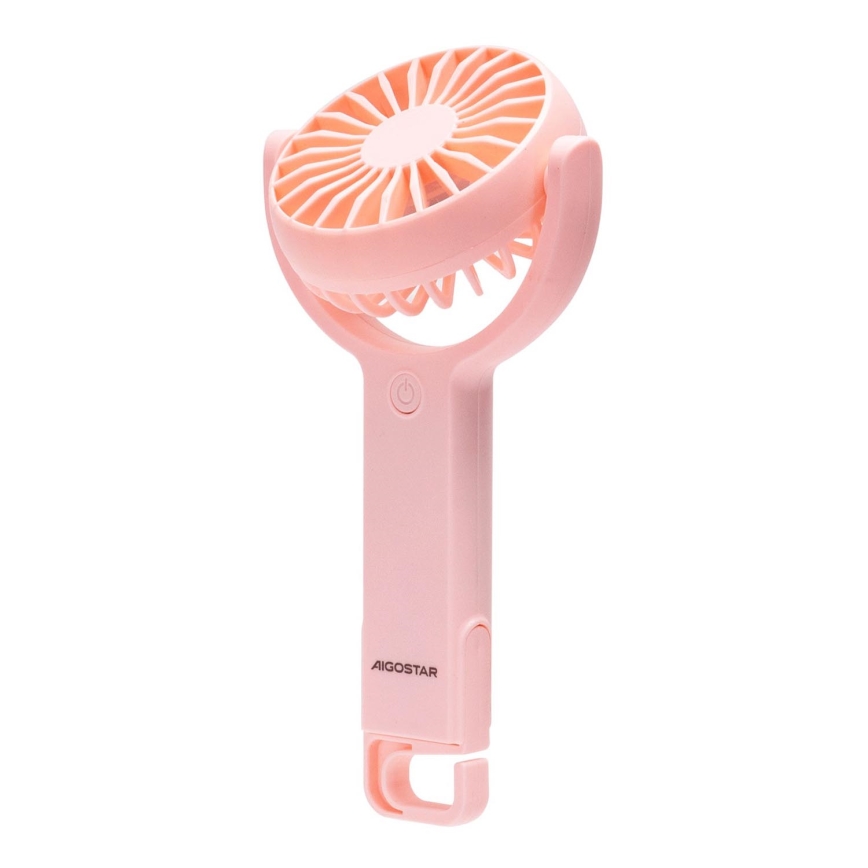 Aigostar - Ladattava taskutuuletin 4,5W/3,7V 1200mAh USB vaaleanpunainen
