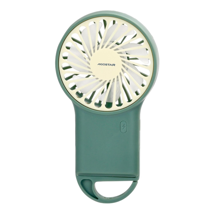 Aigostar - Ladattava taskutuuletin 4W/5V 500mAh USB vihreä
