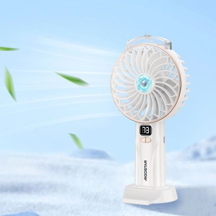 Aigostar - Ladattava taskutuuletin 5W/5V 2400mAh USB valkoinen