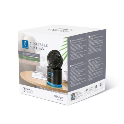 Aigostar - RGB Langaton mini pöytä tuuletin Trimmauskampa koirille ja kissoille MIST 10W/5V musta