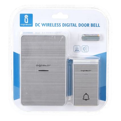 Aigostar - Langaton ovikello 3xAA IP44 hopea