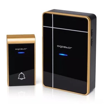 Aigostar - Langaton ovikello 3xAA IP44 musta/kupari