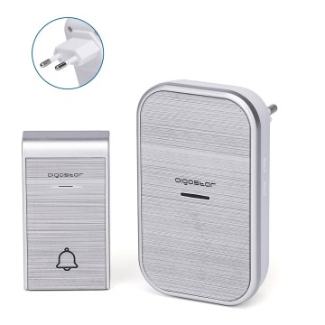 Aigostar - Langaton pistokeovikello 230V IP44 hopea