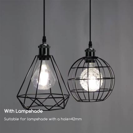 Aigostar - Latauskaapeli 1xE27/60W/230V antrasiitti