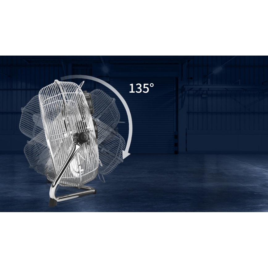Aigostar - Lattiatuuletin 100W/230V kiiltävä kromi