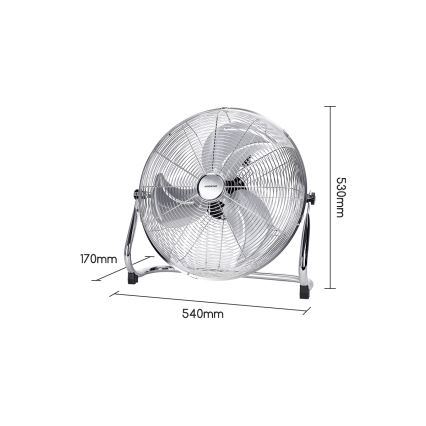 Aigostar - Lattiatuuletin 100W/230V kiiltävä kromi