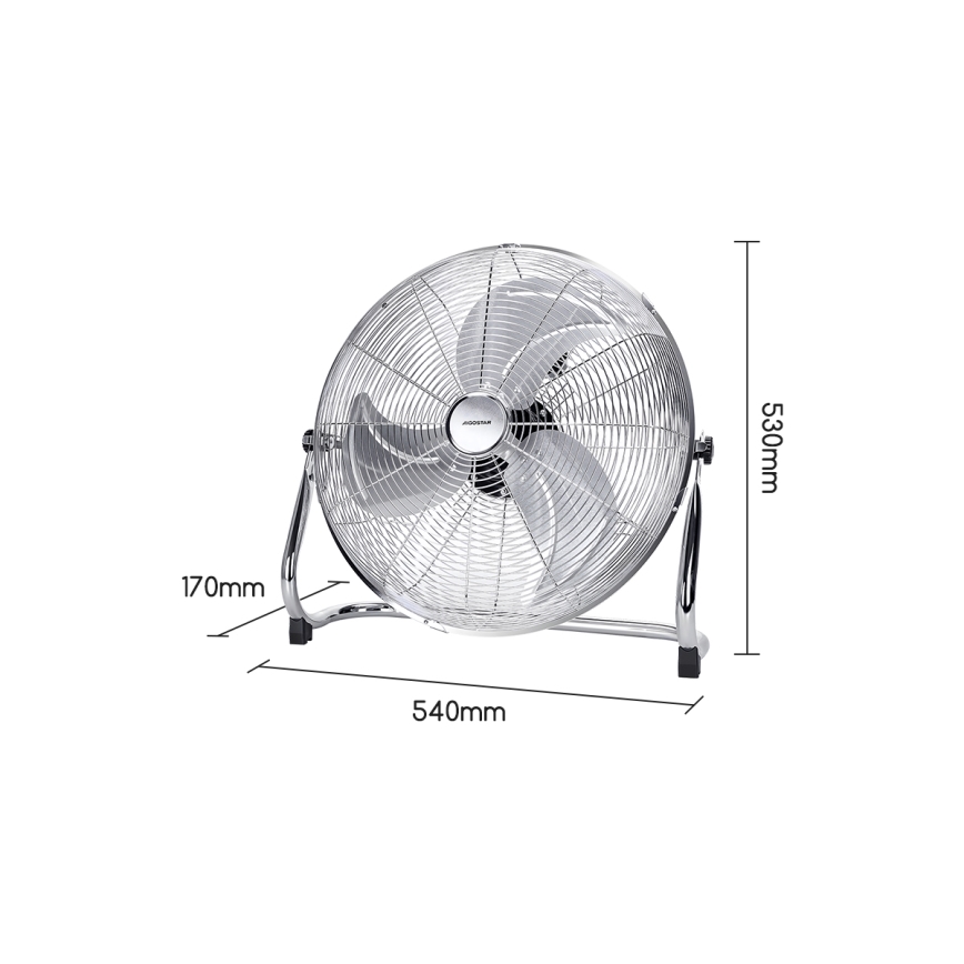 Aigostar - Lattiatuuletin 100W/230V kiiltävä kromi