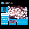 Aigostar - LED aurinkokäyttöinen joulukoristevalosarja 100xLED/8 toimintoa 12m IP65 800 mAh kylmä valkoinen