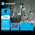 Aigostar - LED aurinkokäyttöinen joulukoristevalosarja 10xLED/8 toimintoa 6,5 m 500 mAh IP65 kylmä valkoinen