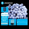 Aigostar - LED aurinkokäyttöinen koristevalosarja 50xLED/8 toimintoa 12m IP65 kylmä valkoinen 800 mAh