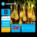 Aigostar - LED aurinkokäyttöinen koristevalosarja 50xLED/8 toimintoa 12m IP65 lämmin valkoinen 800 mAh