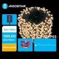 Aigostar - LED aurinkokenno jouluketju 100xLED/8 toiminnot 12m IP65 lämpimänvalkoinen 800 mAh