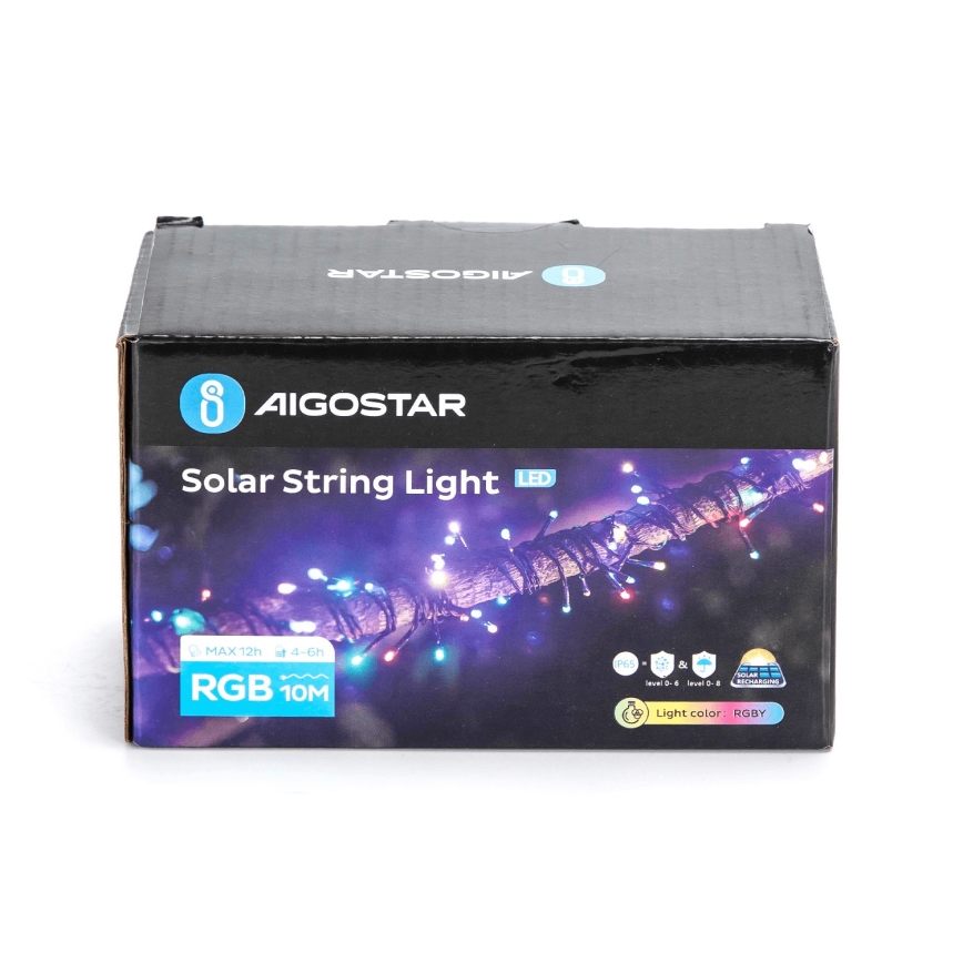 Aigostar - LED aurinkokenno Jouluketju 100xLED/8 toiminnot 12m IP65 monivärinen
