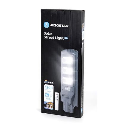 Aigostar - LED Aurinkokennokatuvalo anturilla LED/150W/3,2V 15000mAh IP65 6500K + kauko-ohjaus
