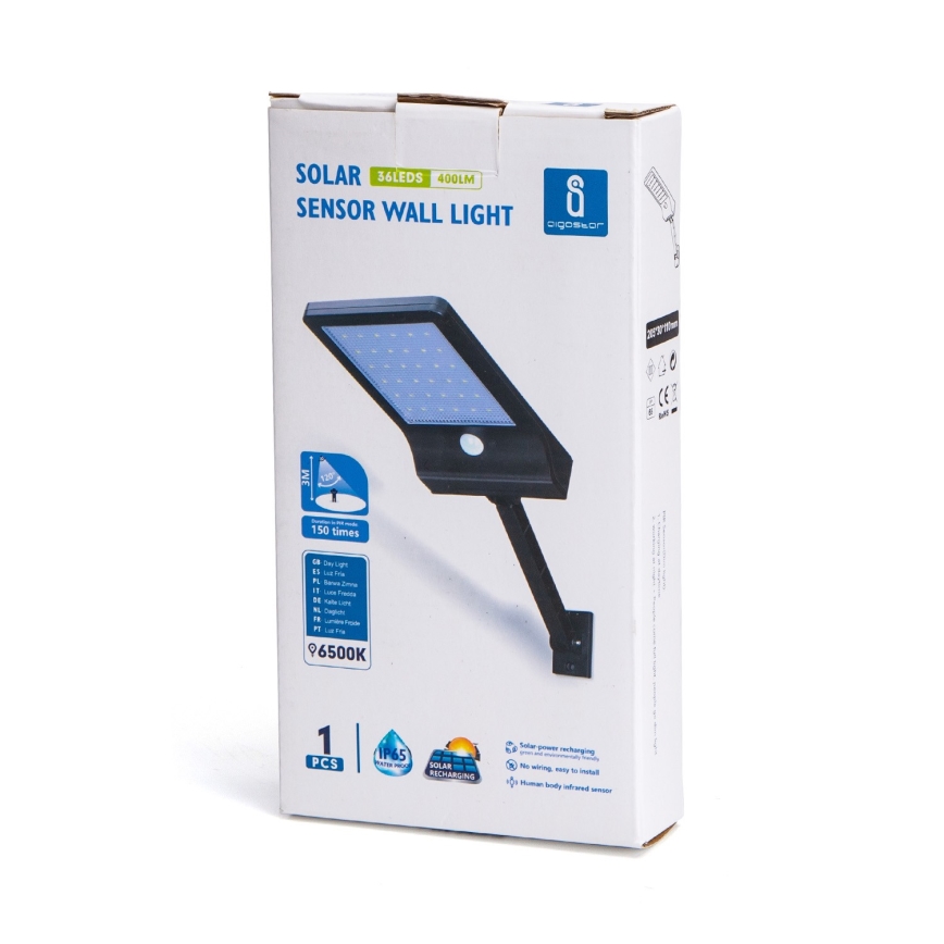 Aigostar - LED Aurinkokennokatuvalo anturilla LED/2,3W/5,5V 1800 mAh IP65