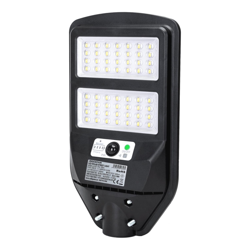 Aigostar - LED Aurinkokennokatuvalo anturilla LED/70W/3,2V 4000mAh IP65 6500K + kauko-ohjaus