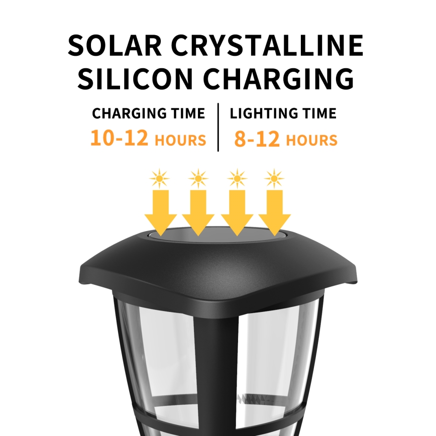 Aigostar - LED-aurinkokennolamppu LED/0,06W/2V 33,8 cm 6500K IP44 musta