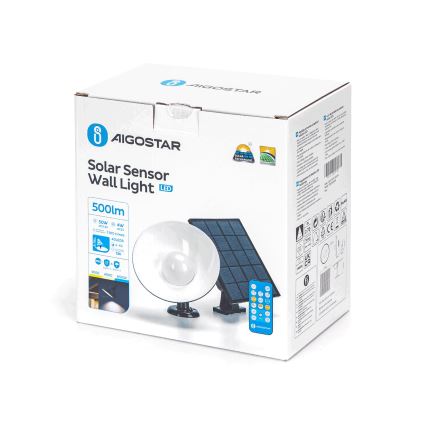 Aigostar - LED aurinkokennovalo anturilla LED/3,2V 3000K/4000K/6500K IP65 + kauko-ohjaus