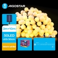 Aigostar - LED aurinkokennovalosarja 50xLED/8 toimintoa 12m 800 mAh IP65 lämmin valkoinen