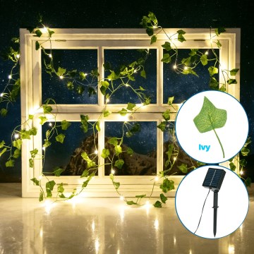 Aigostar - LED-aurinkoketju 100xLED/12m IP65 lämpimänvalkoinen ivy