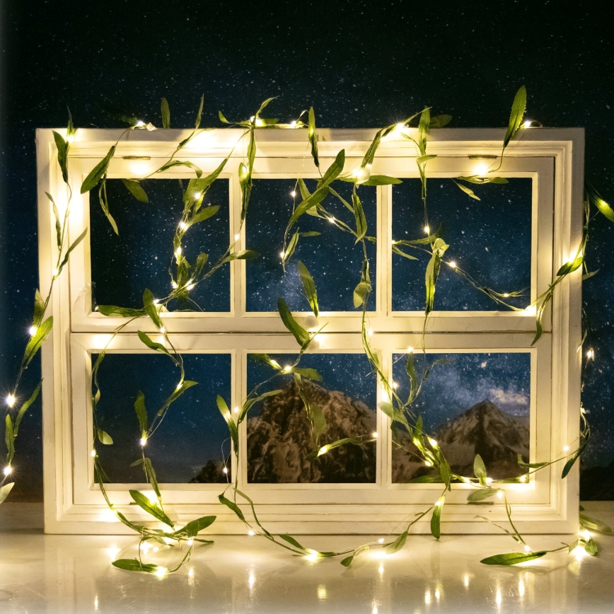 Aigostar - LED-aurinkoketju 100xLED/12m IP65 lämpimänvalkoinen oliivi