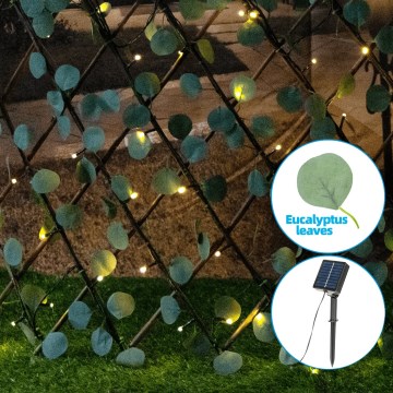 Aigostar - LED-aurinkoketju 102xLED/2x0,7m IP65 lämpimänvalkoinen eukalyptus