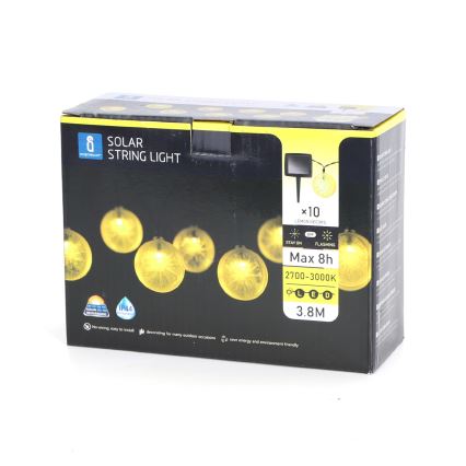 Aigostar - LED Aurinkoketju 10xLED/3,8m IP44 lämmin valkoinen
