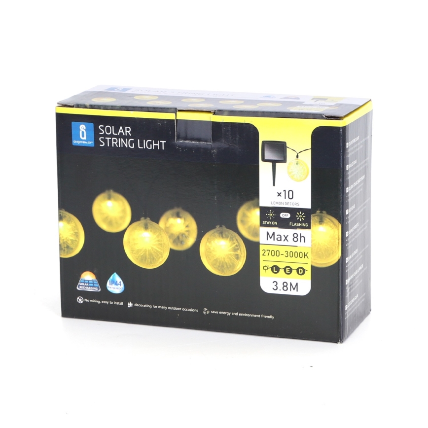 Aigostar - LED Aurinkoketju 10xLED/3,8m IP44 lämmin valkoinen