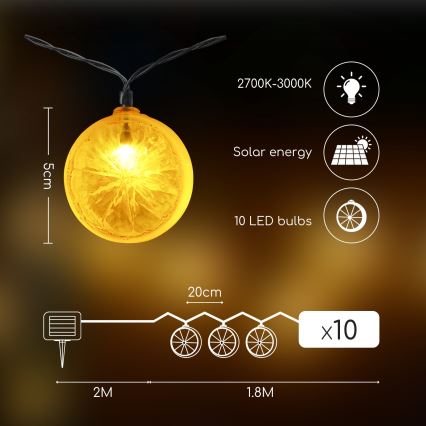 Aigostar - LED Aurinkoketju 10xLED/3,8m IP44 lämmin valkoinen