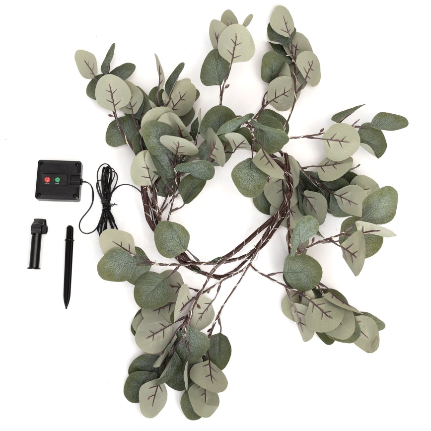 Aigostar - LED-aurinkoketju 110xLED/4m IP65 lämpimänvalkoinen eukalyptus