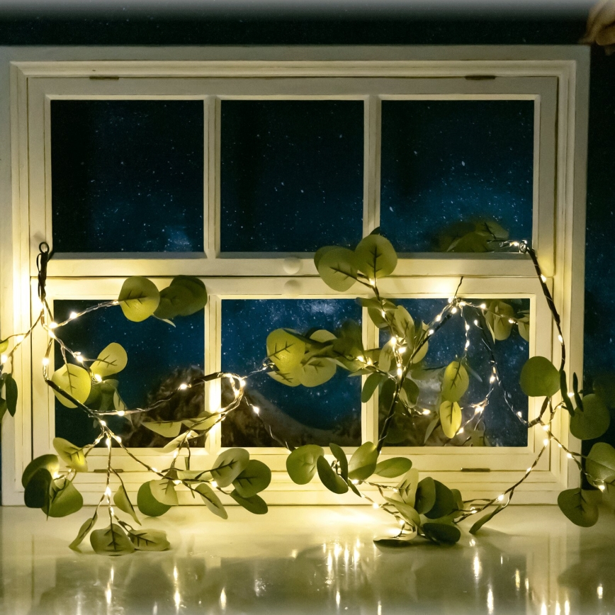 Aigostar - LED-aurinkoketju 110xLED/4m IP65 lämpimänvalkoinen eukalyptus