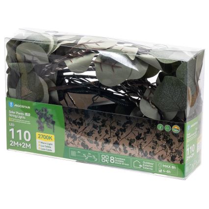Aigostar - LED-aurinkoketju 110xLED/4m IP65 lämpimänvalkoinen eukalyptus