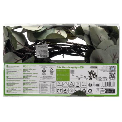 Aigostar - LED-aurinkoketju 110xLED/4m IP65 lämpimänvalkoinen eukalyptus