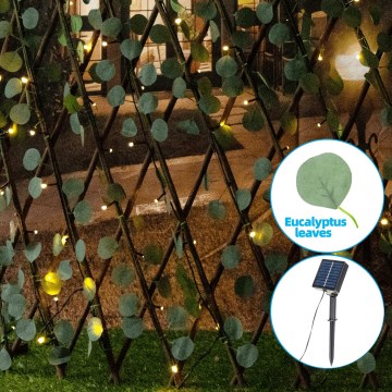 Aigostar - LED-aurinkoketju 148xLED/2x1,2m IP65 lämpimänvalkoinen eukalyptus