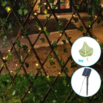 Aigostar - LED-aurinkoketju 148xLED/2x1,2m IP65 lämpimänvalkoinen ivy