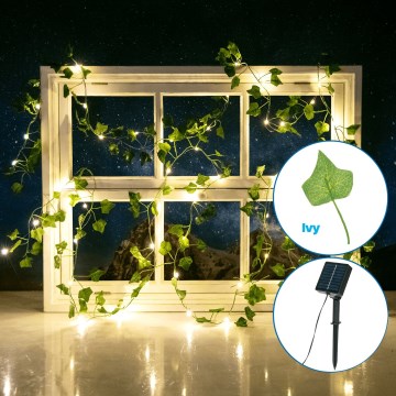 Aigostar - LED-aurinkoketju 50xLED/7m IP65 lämpimänvalkoinen ivy