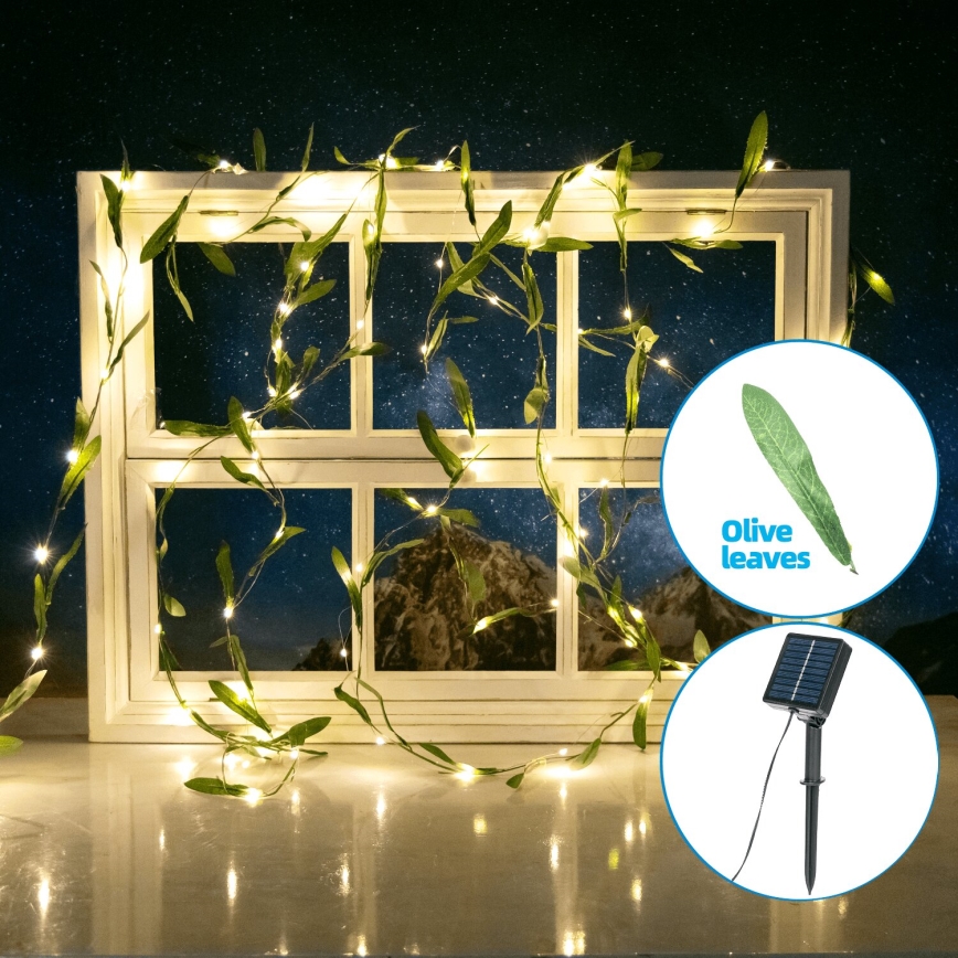 Aigostar - LED-aurinkoketju 50xLED/7m IP65 lämpimänvalkoinen oliivi
