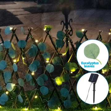 Aigostar - LED-aurinkoketju 56xLED/2x0,4m IP65 lämpimänvalkoinen eukalyptus