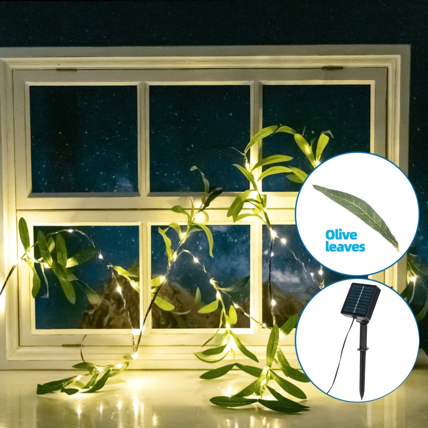 Aigostar - LED-aurinkoketju 60xLED/4m IP65 lämpimänvalkoinen oliivi