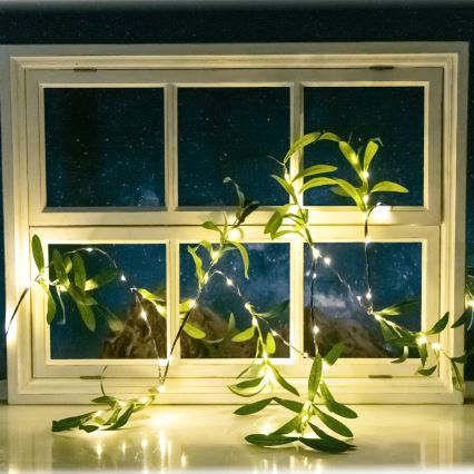 Aigostar - LED-aurinkoketju 60xLED/4m IP65 lämpimänvalkoinen oliivi