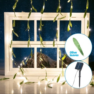 Aigostar - LED-aurinkoketju 70xLED/4x1m IP65 lämpimänvalkoinen oliivi