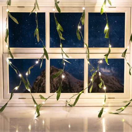 Aigostar - LED-aurinkoketju 70xLED/4x1m IP65 lämpimänvalkoinen oliivi