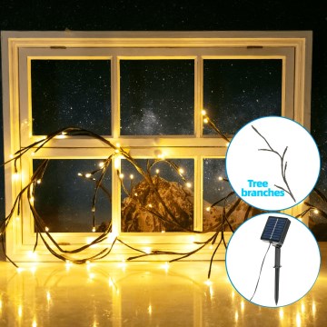 Aigostar - LED-aurinkoketju 72xLED/4m IP65 lämpimänvalkoinen puun oksat