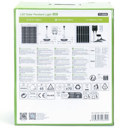 Aigostar - LED-aurinkokruunu 2xLED/70W/12V 12000 mAh 6500K halkaisija 23,5 cm + kauko-ohjaus