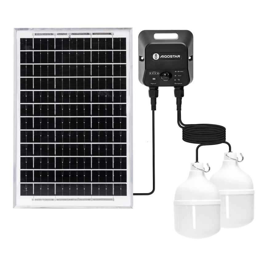 Aigostar - LED-aurinkokruunu anturilla 2xLED/35W/12V 6000 mAh 6500K halkaisija 10 cm + kauko-ohjaus