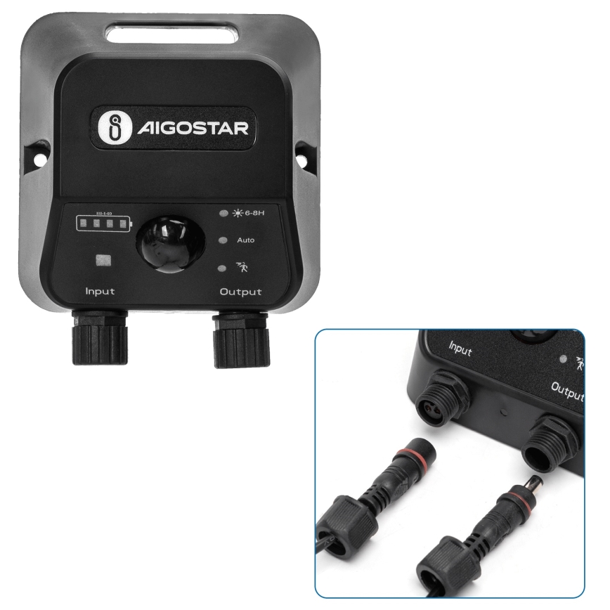 Aigostar - LED-aurinkokruunu anturilla 2xLED/70W/12V 12000 mAh 6500K halkaisija 12 cm + kauko-ohjaus