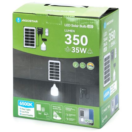 Aigostar - LED-aurinkokruunu anturilla LED/35W/12V 3000 mAh 6500K halkaisija 10 cm + kauko-ohjaus